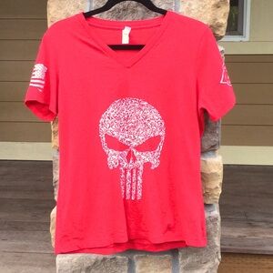 Rogue 1776 nation tee shirt red valentine day range cowgirl skull rodeo